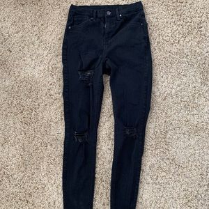 Topshop high waisted black ripped jeans